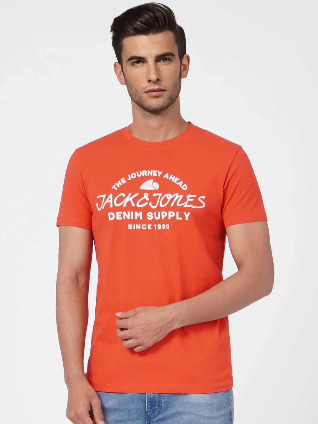 Red Graphic Print Crew Neck T-shirt - Image 2