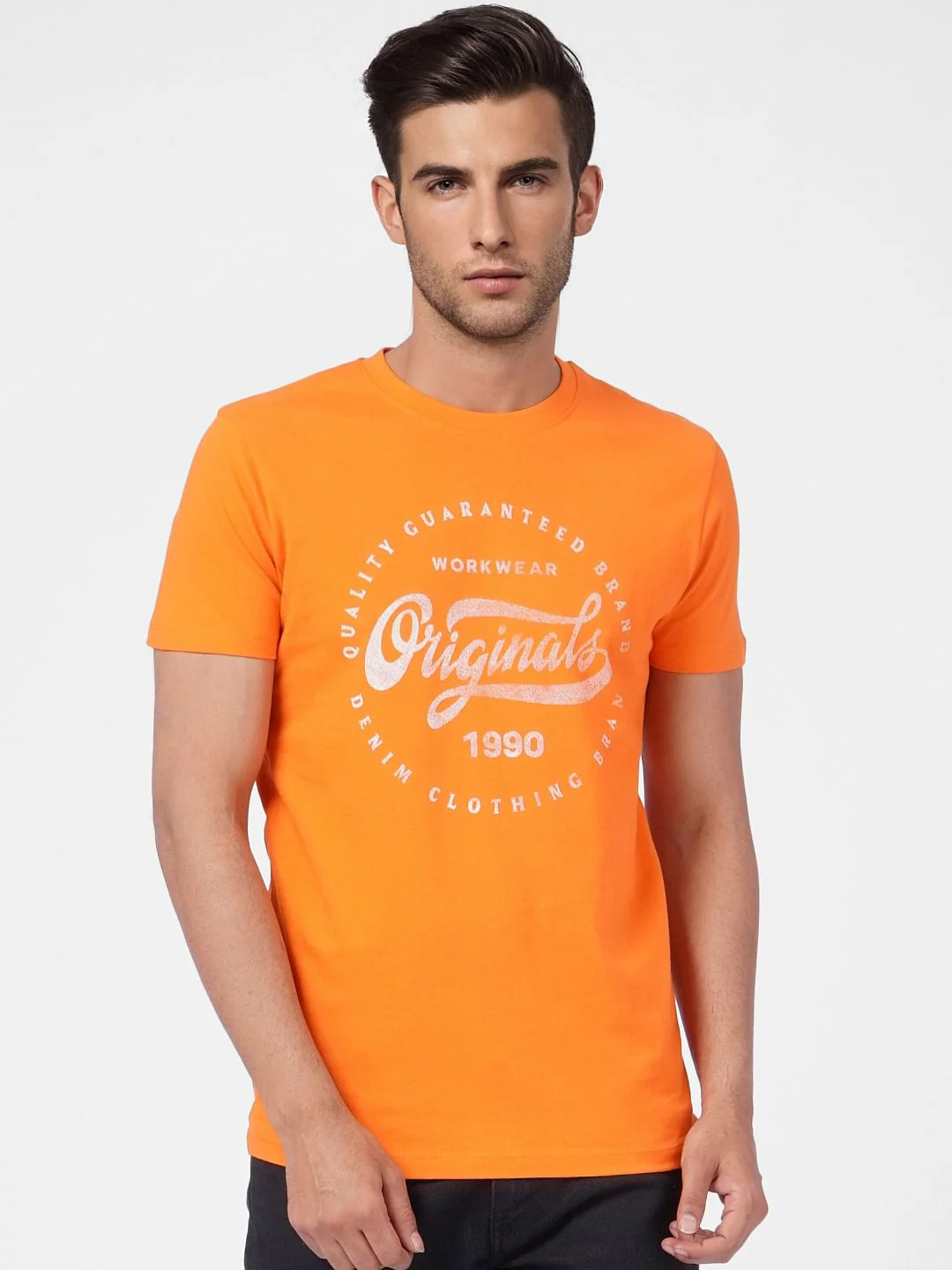 Orange Graphic Print Crew Neck T-shirt - Image 2