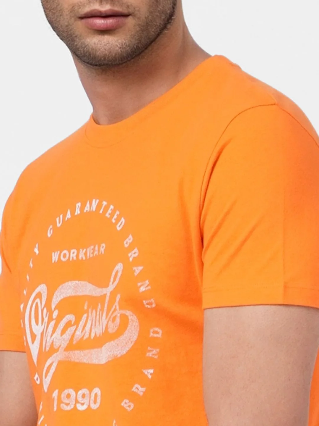 Orange Graphic Print Crew Neck T-shirt - Image 5