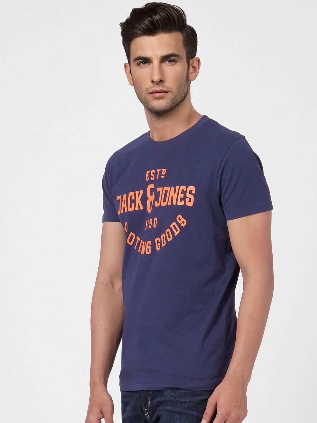 Blue Logo Print Crew Neck T-shirt - Image 3