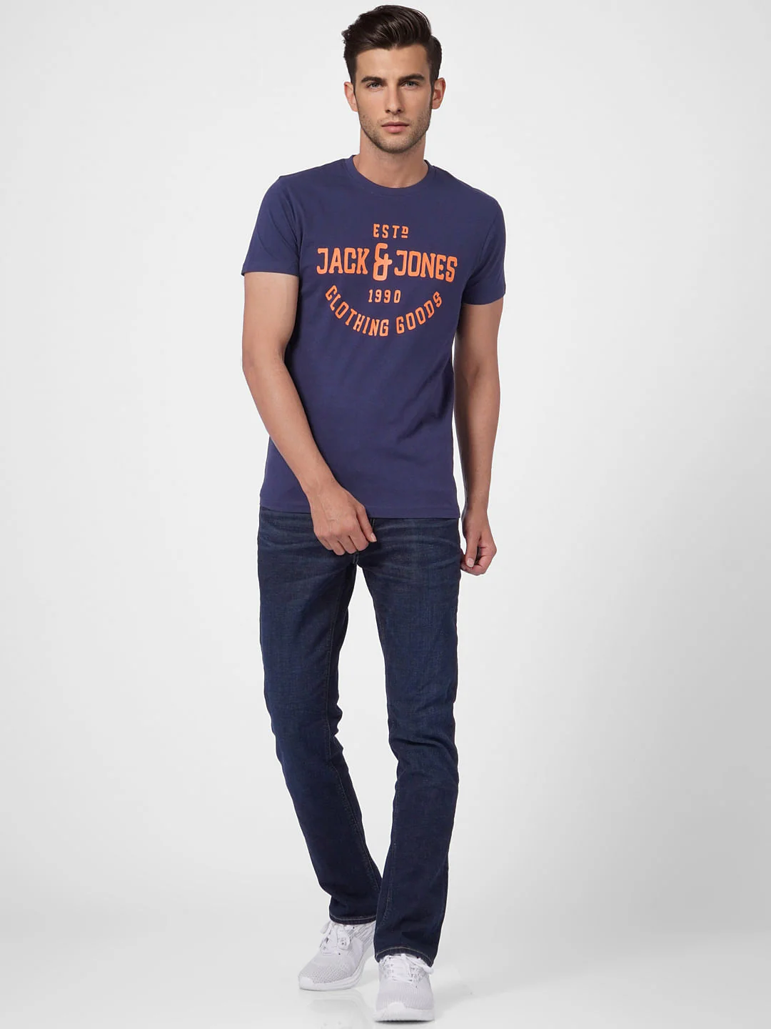 Blue Logo Print Crew Neck T-shirt - Image 6