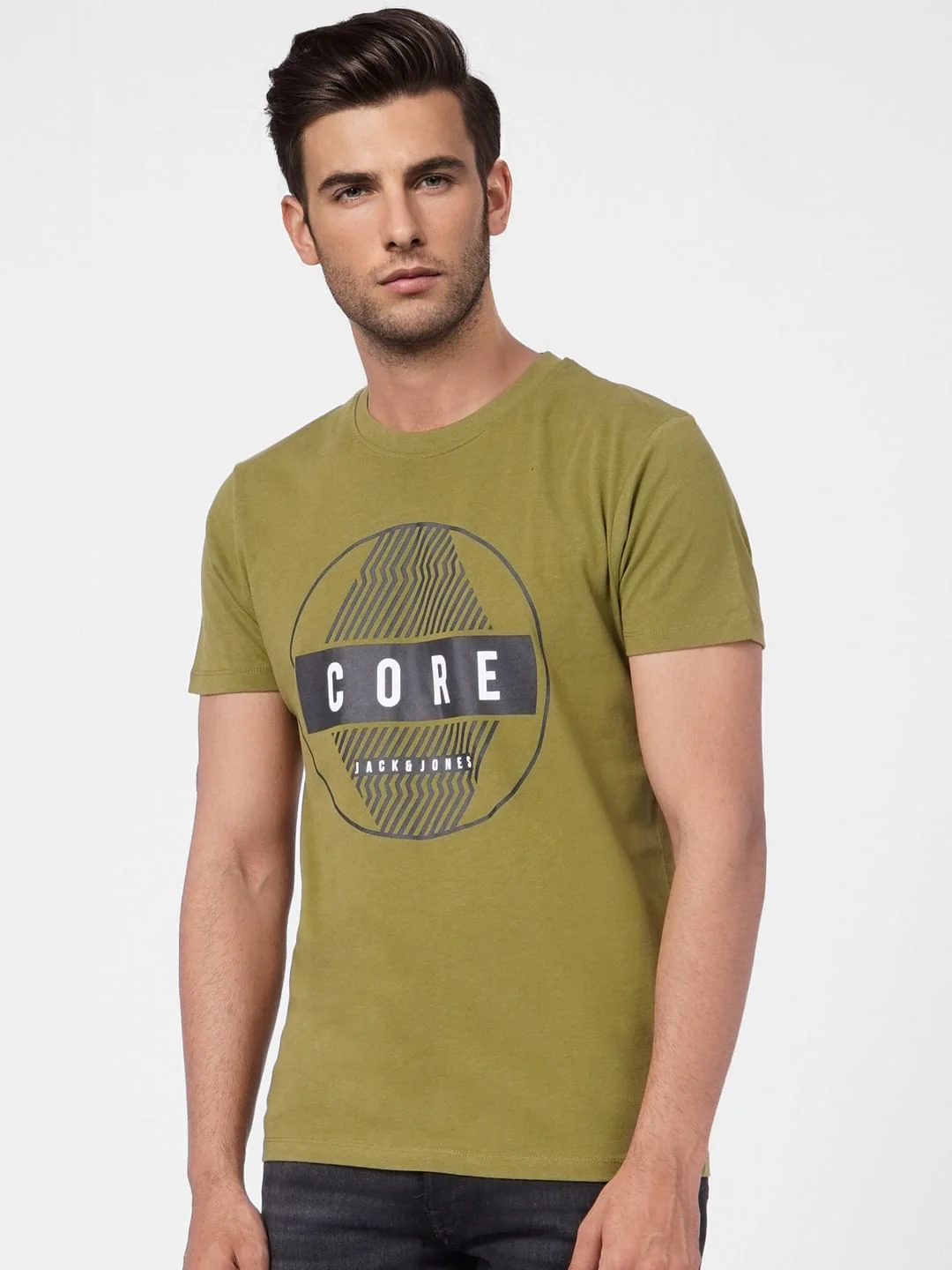 Green Graphic Print Crew Neck T-shirt - Image 2