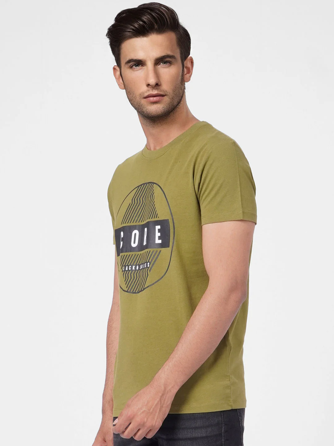 Green Graphic Print Crew Neck T-shirt - Image 3