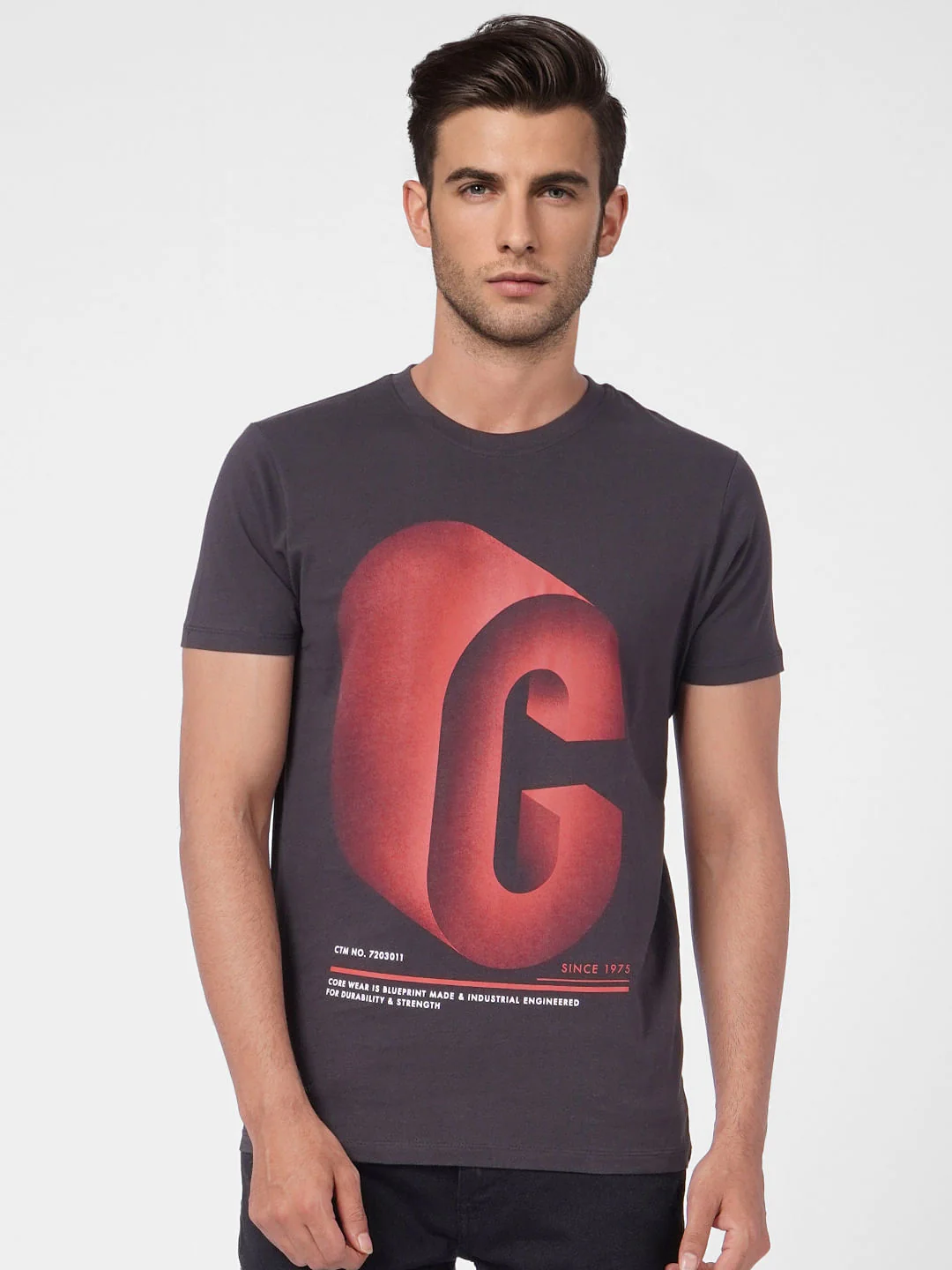Black Graphic Print Crew Neck T-shirt - Image 2