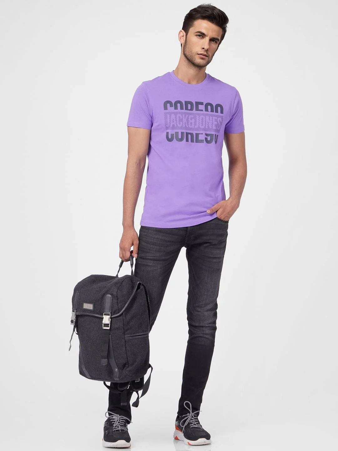 Purple Graphic Print Crew Neck T-shirt
