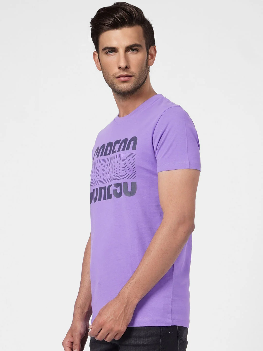 Purple Graphic Print Crew Neck T-shirt - Image 3