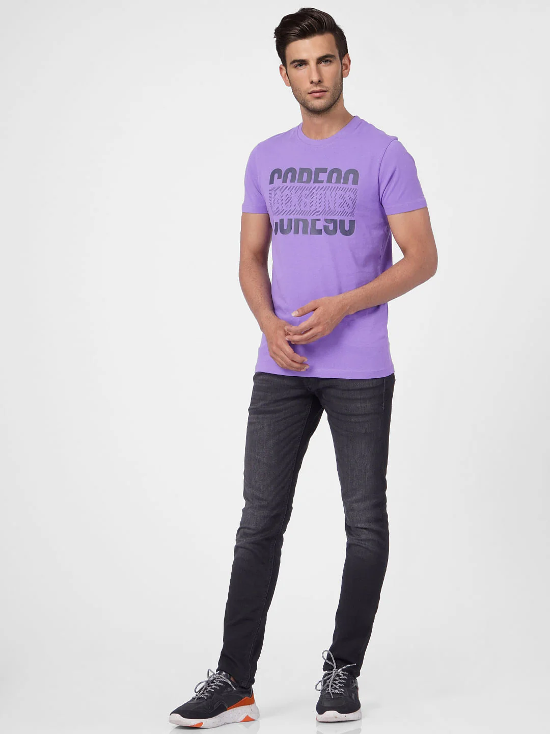 Purple Graphic Print Crew Neck T-shirt - Image 5
