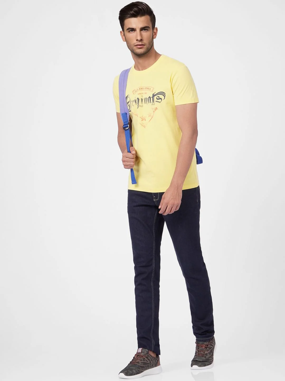 Yellow Graphic Print Crew Neck T-shirt