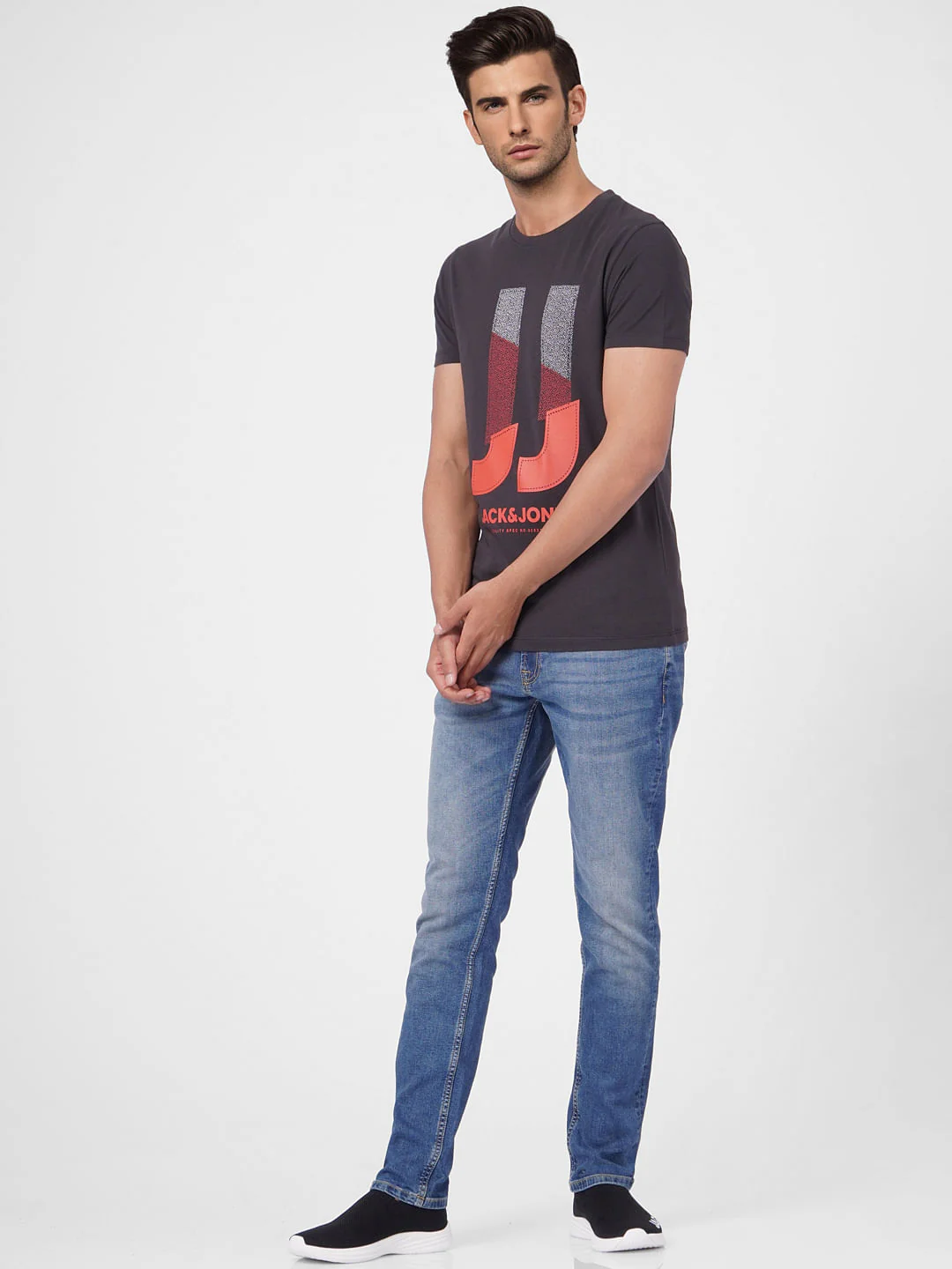 Black Graphic Print Crew Neck T-shirt - Image 6