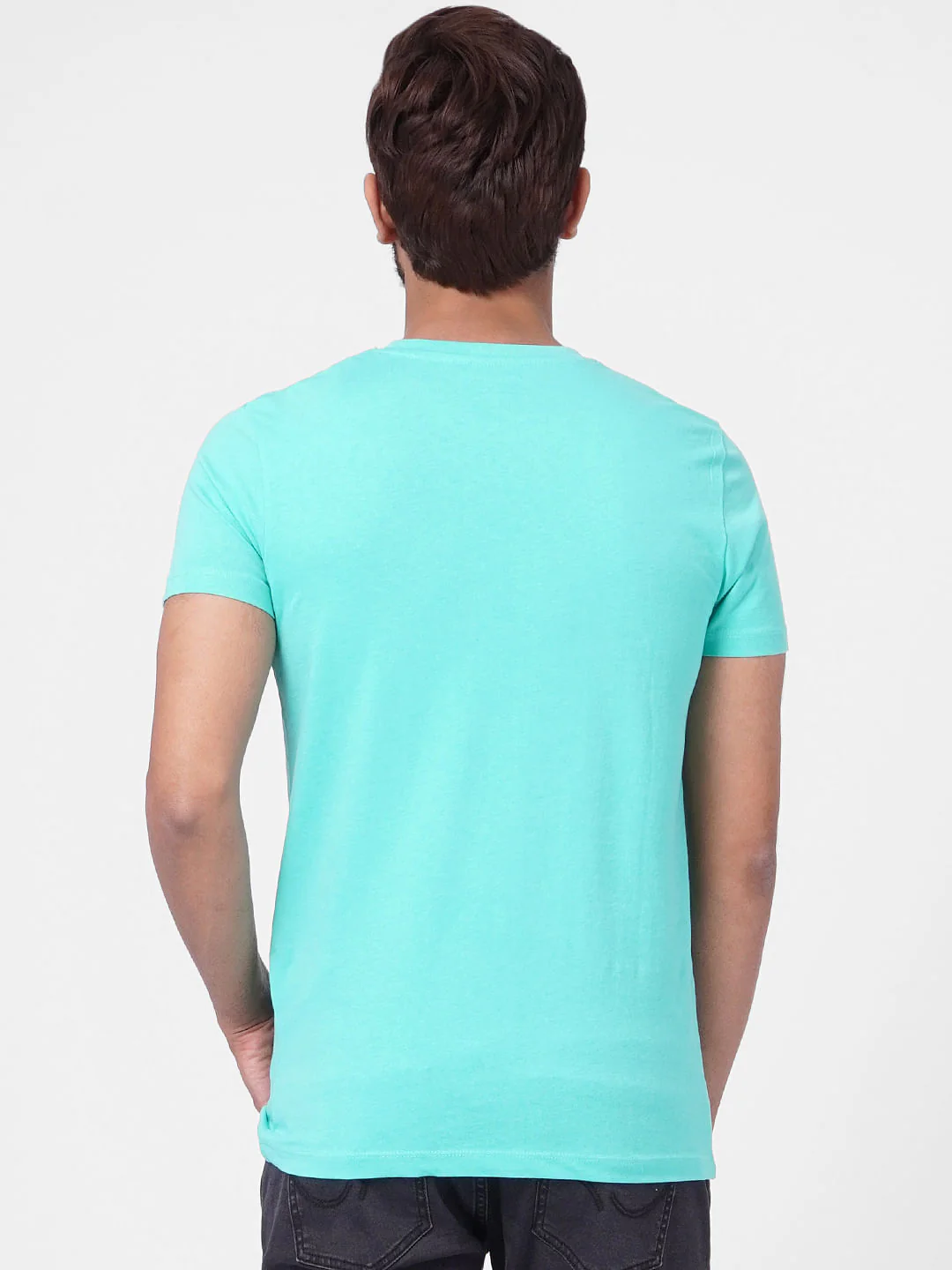 Blue Graphic Print Crew Neck T-shirt - Image 4