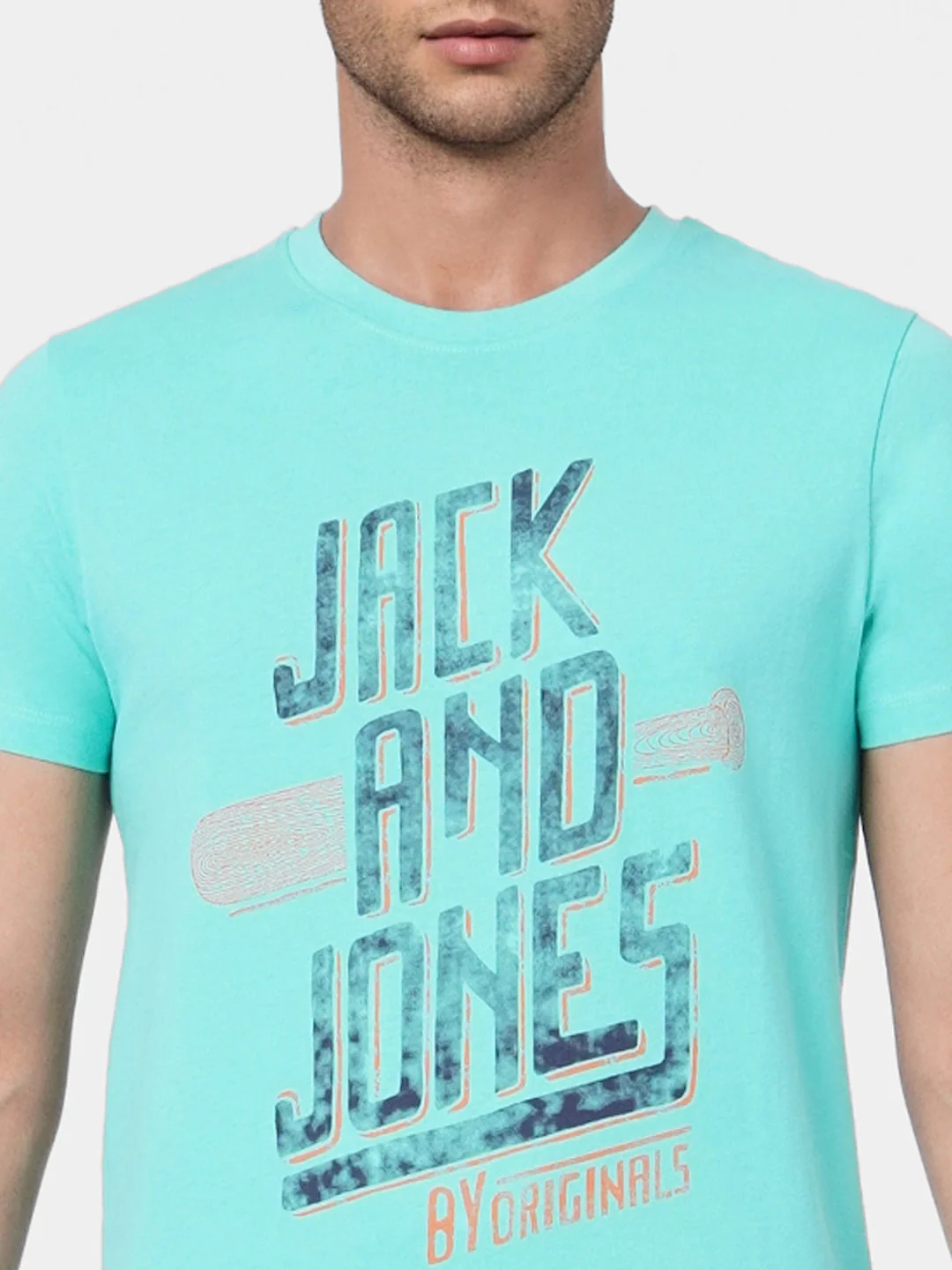 Blue Graphic Print Crew Neck T-shirt - Image 5
