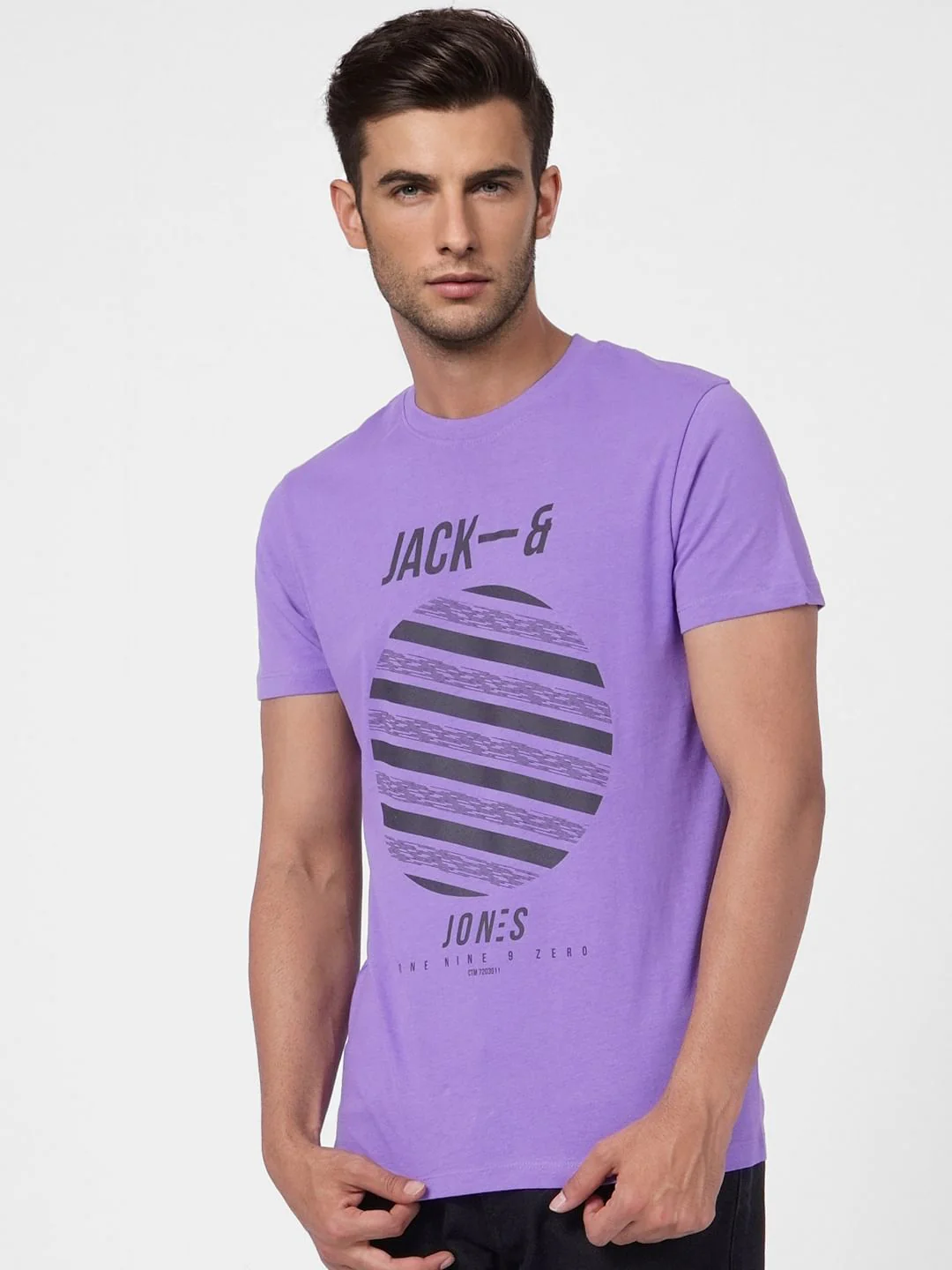 Purple Graphic Print Crew Neck T-shirt - Image 2