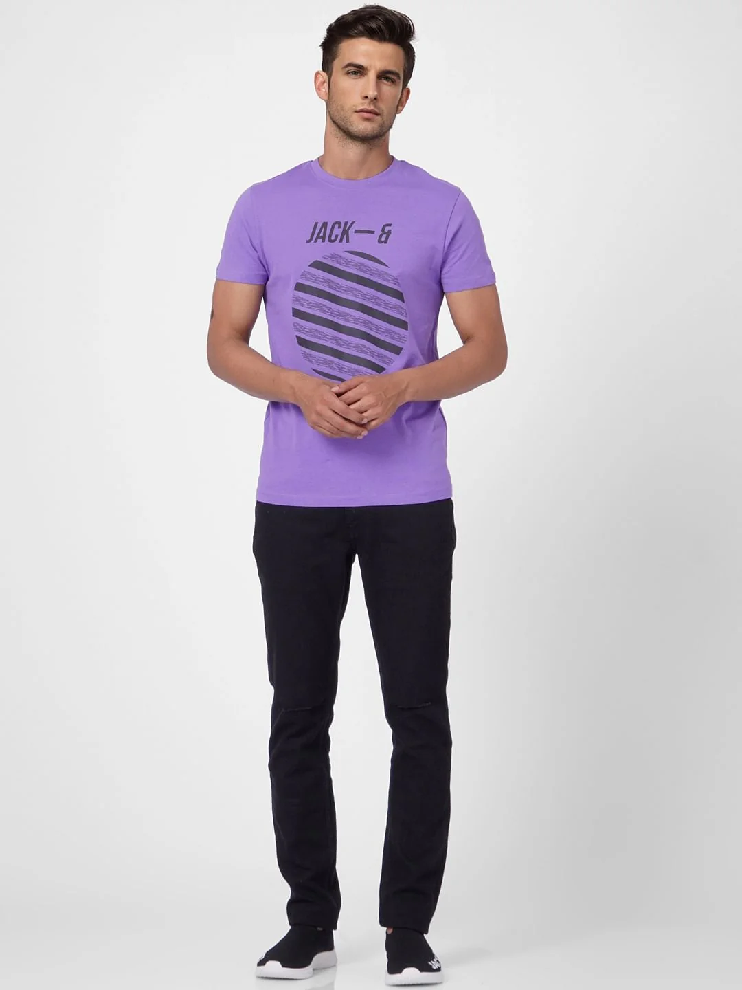 Purple Graphic Print Crew Neck T-shirt - Image 6