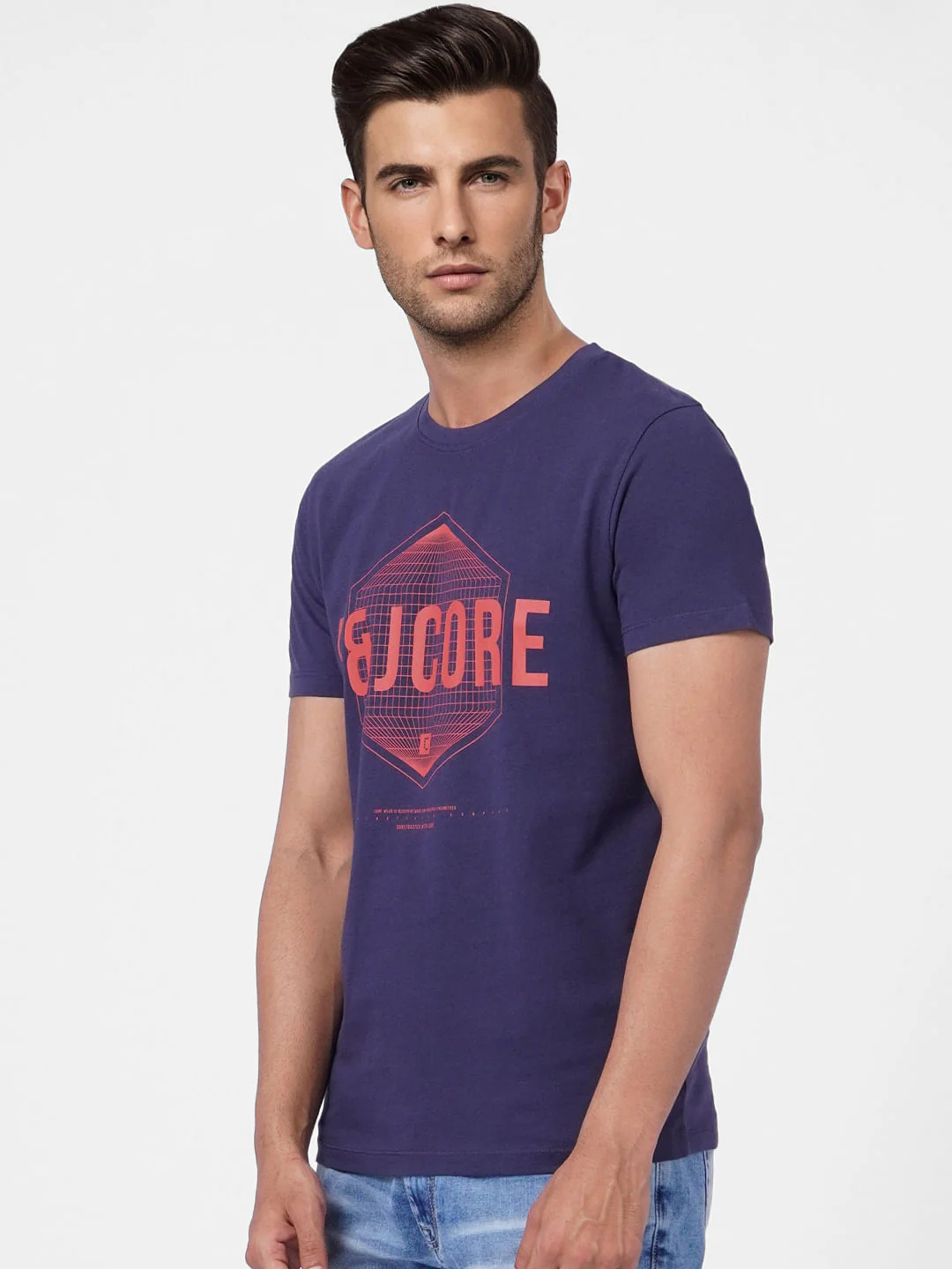 Blue Graphic Crew Neck T-shirt - Image 3
