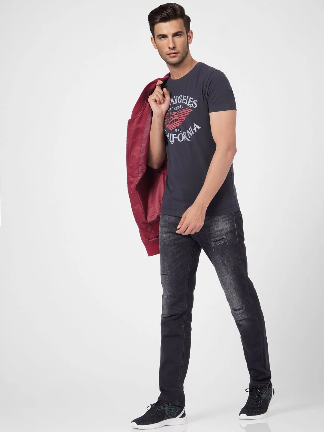 Black Graphic Print Crew Neck T-shirt