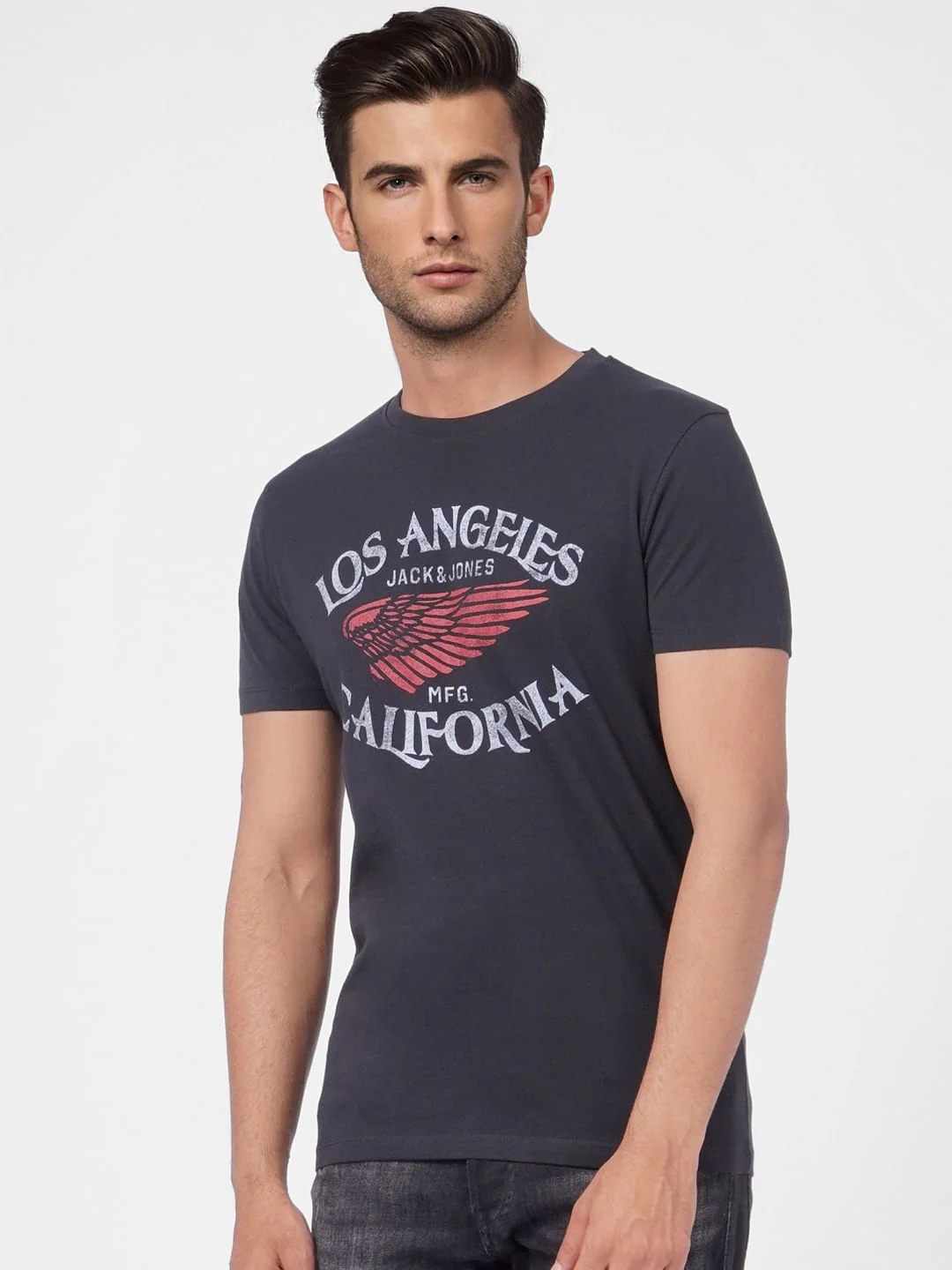 Black Graphic Print Crew Neck T-shirt - Image 2