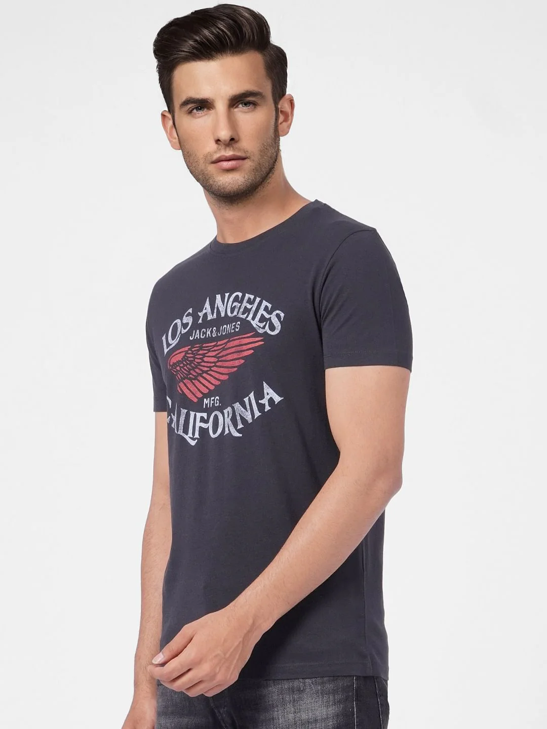 Black Graphic Print Crew Neck T-shirt - Image 3