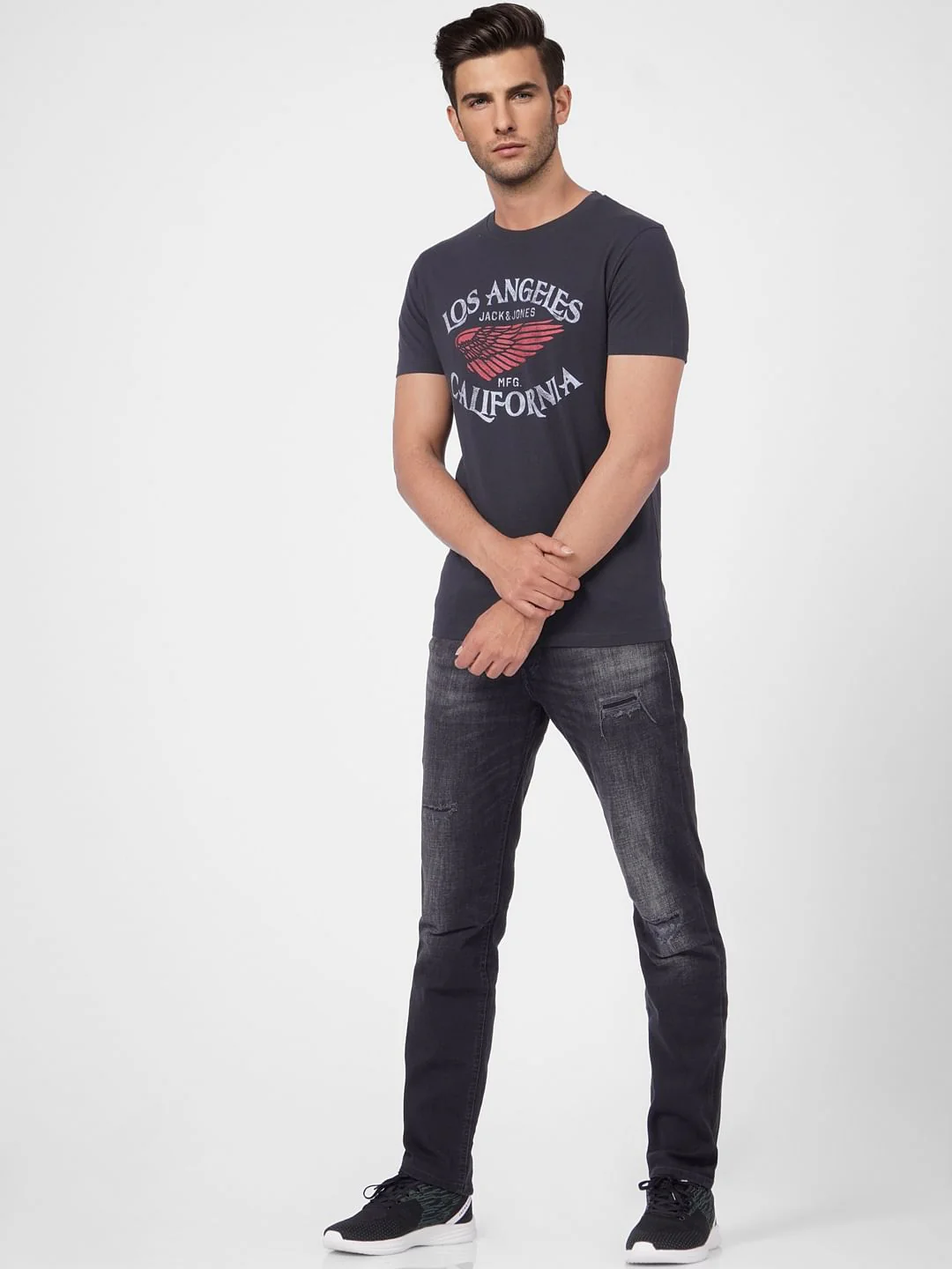Black Graphic Print Crew Neck T-shirt - Image 6