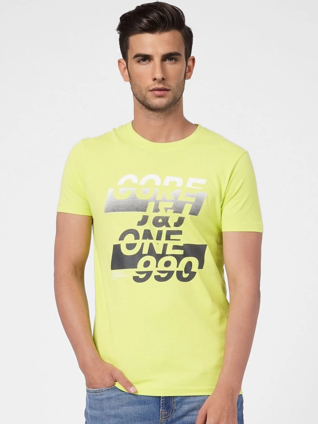 Lime Green Graphic Print Crew Neck T-shirt - Image 2