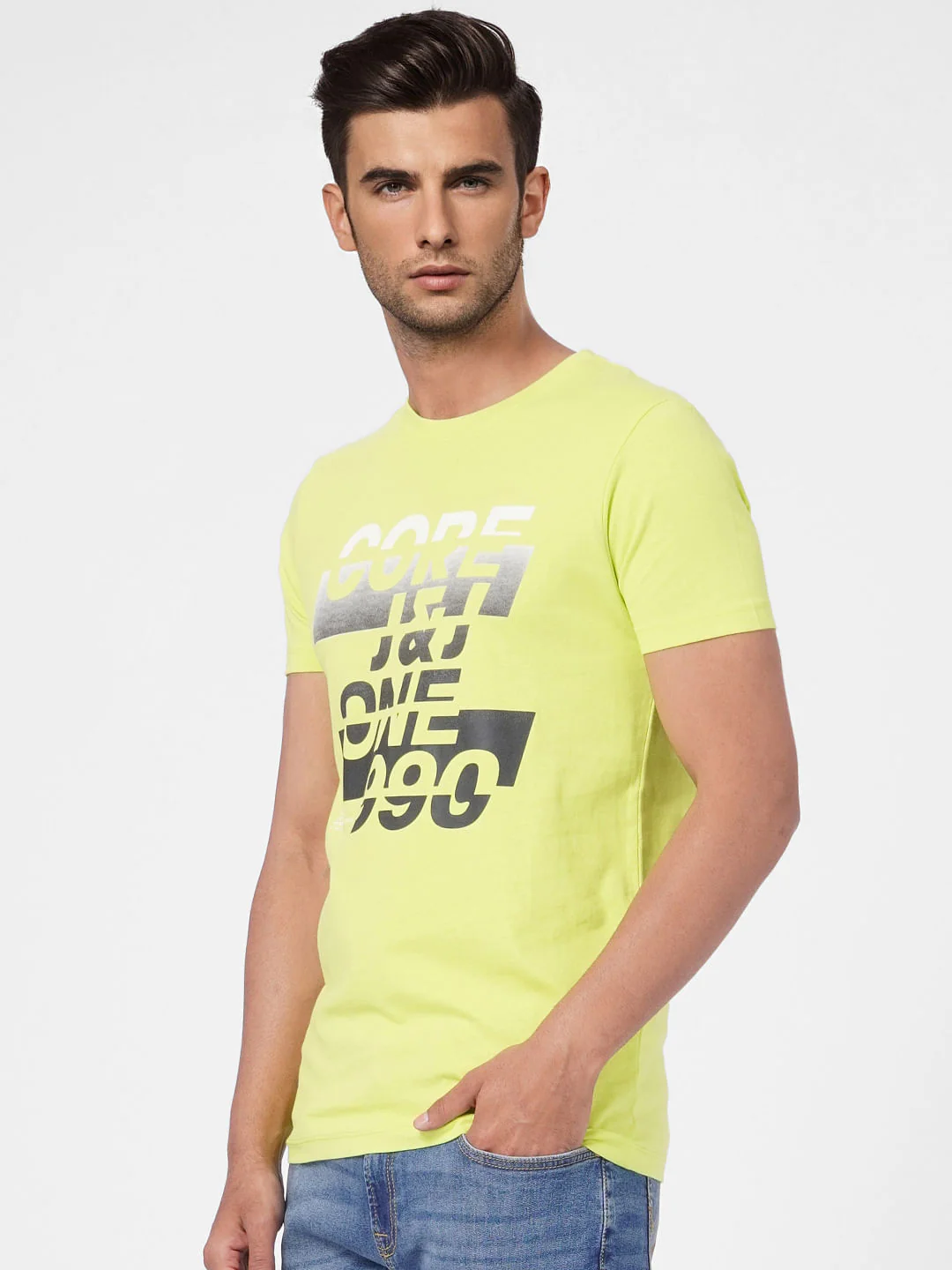 Lime Green Graphic Print Crew Neck T-shirt - Image 3