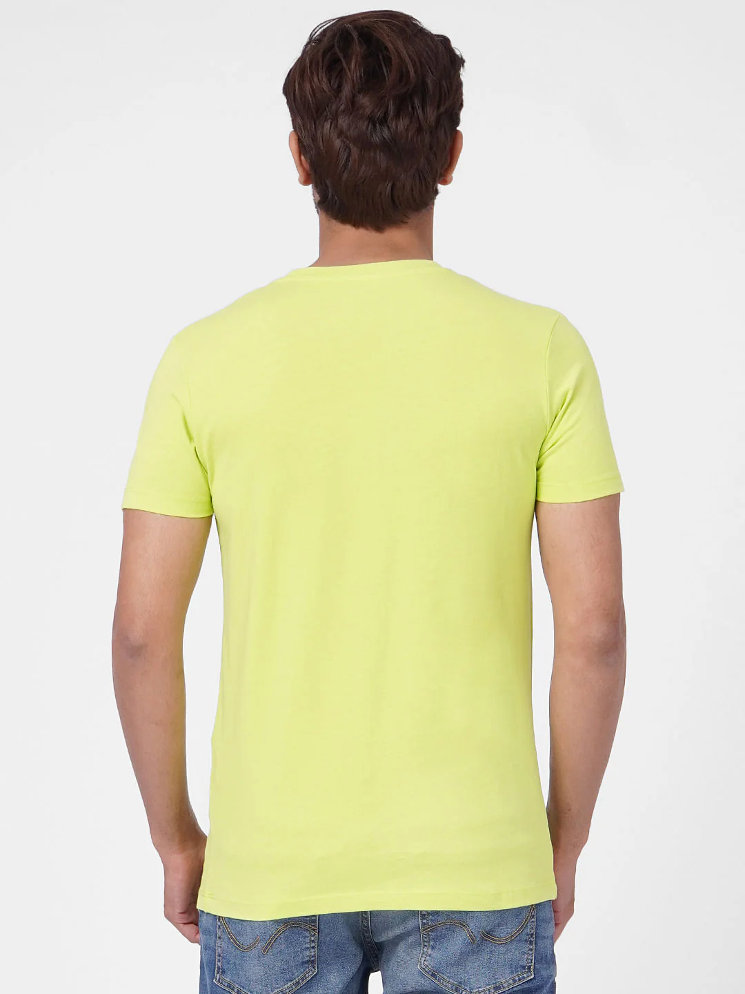 Lime Green Graphic Print Crew Neck T-shirt - Image 4