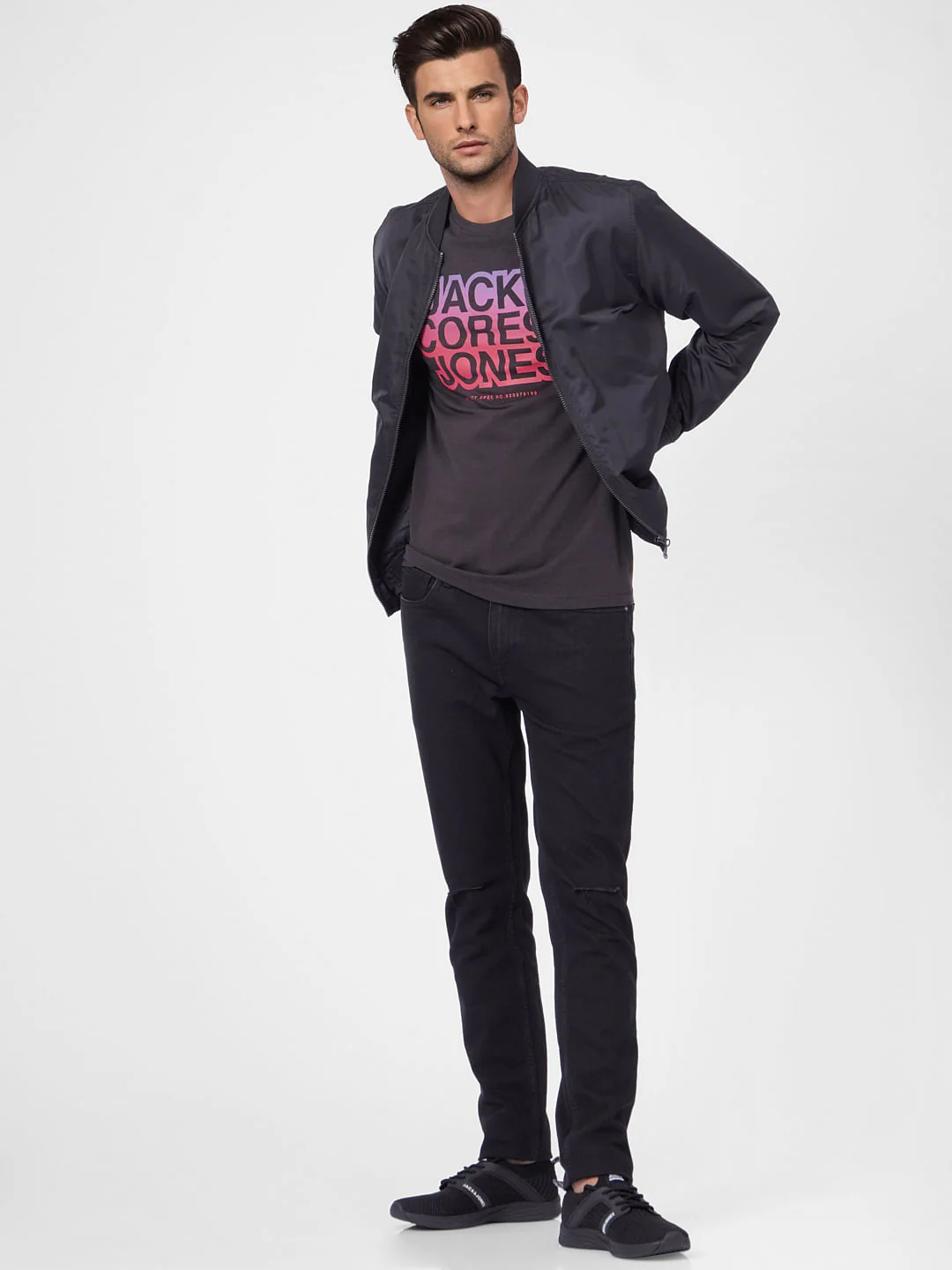 Black Graphic Print Crew Neck T-shirt