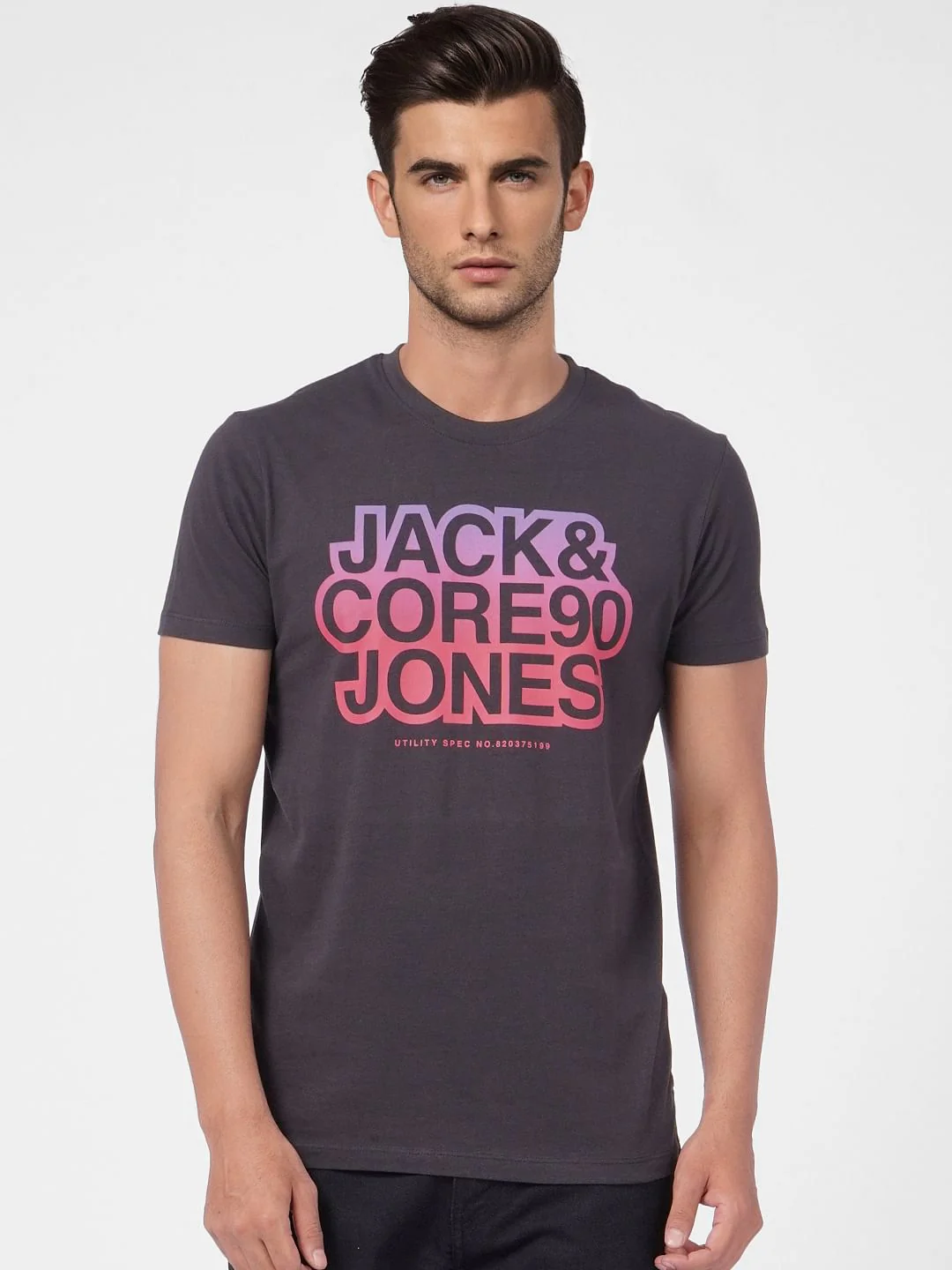 Black Graphic Print Crew Neck T-shirt - Image 2
