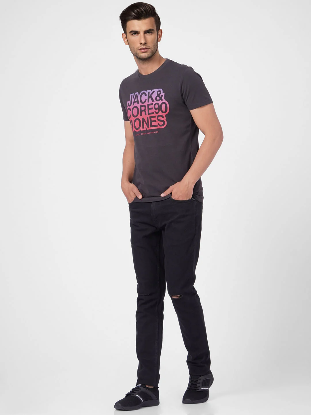 Black Graphic Print Crew Neck T-shirt - Image 6