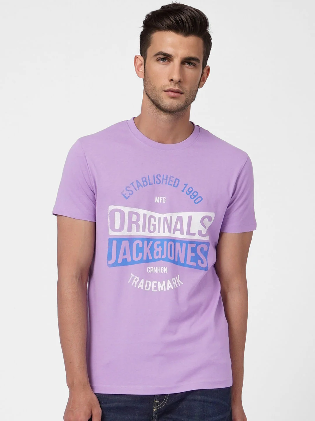 Purple Logo Print Crew Neck T-shirt - Image 2