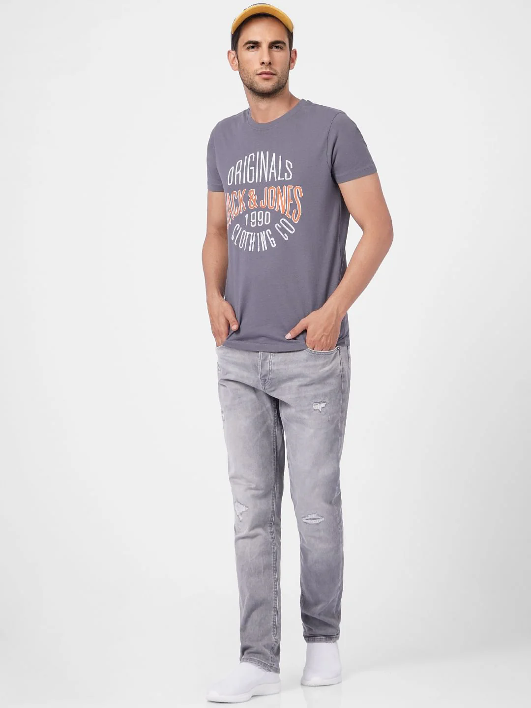 Grey Graphic Print Crew Neck T-shirt
