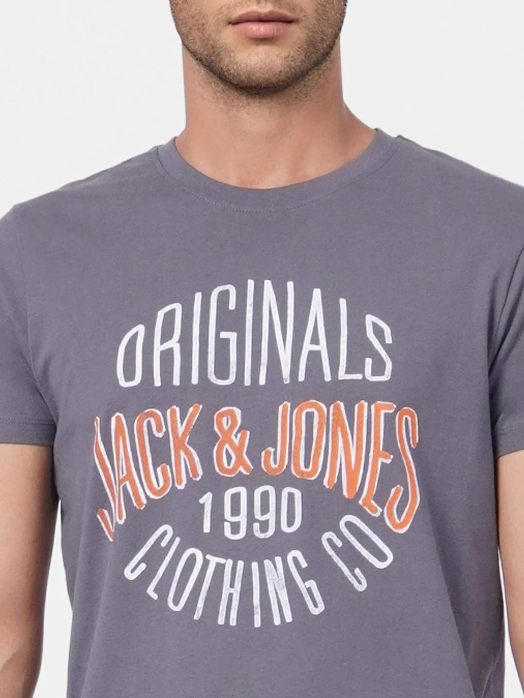 Grey Graphic Print Crew Neck T-shirt - Image 5