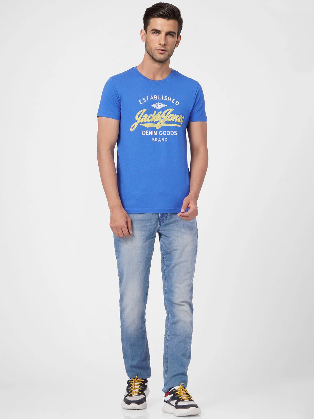 Blue Logo Print Crew Neck T-shirt - Image 6