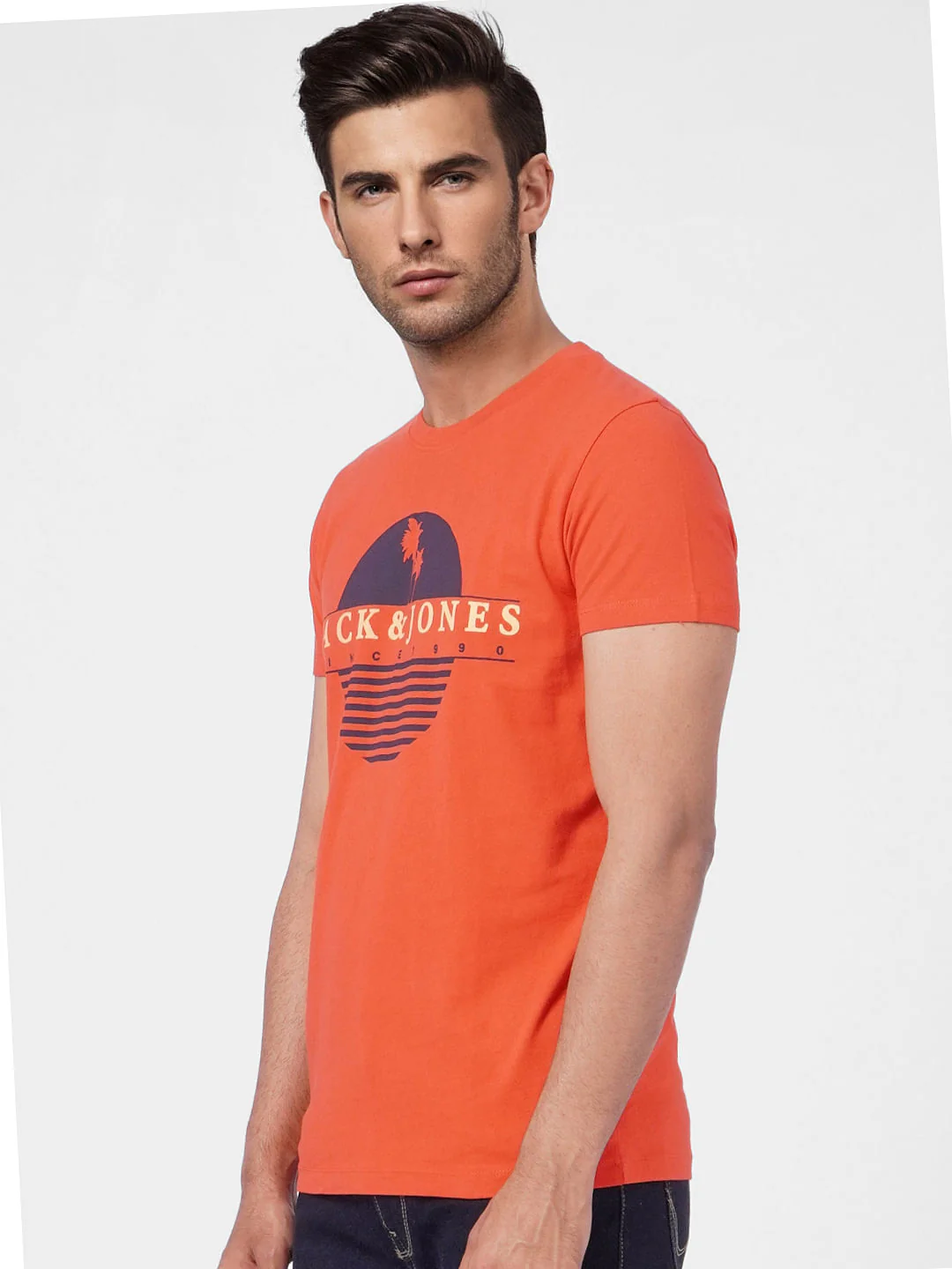 Orange Graphic Print Crew Neck T-shirt - Image 3