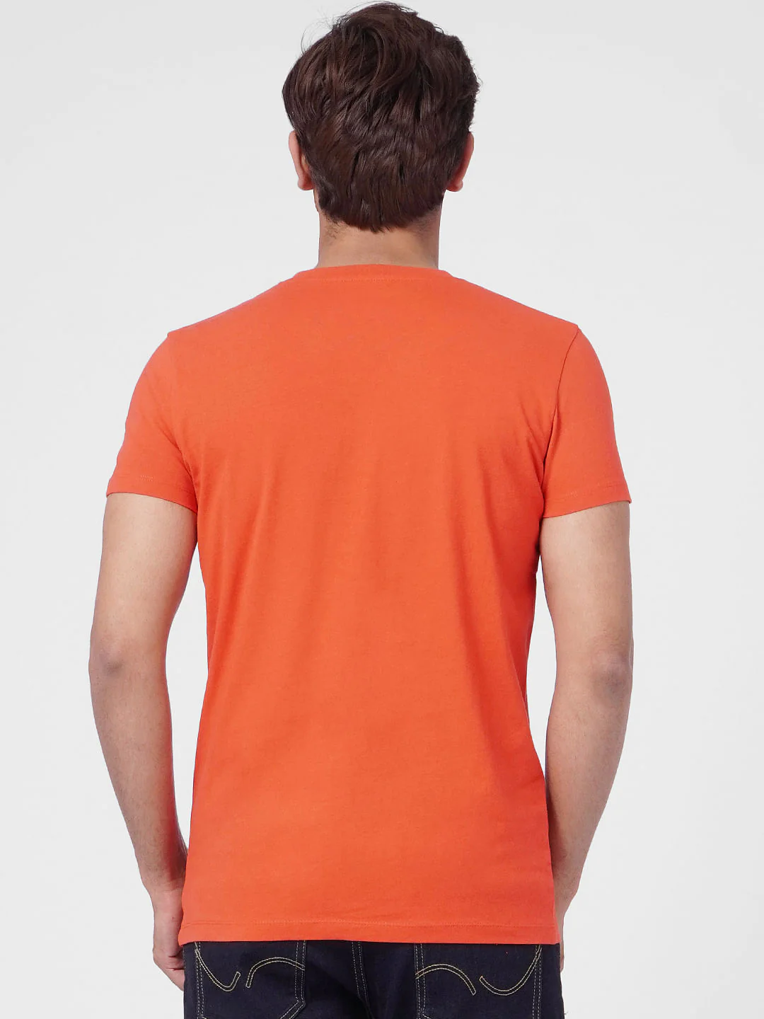 Orange Graphic Print Crew Neck T-shirt - Image 4