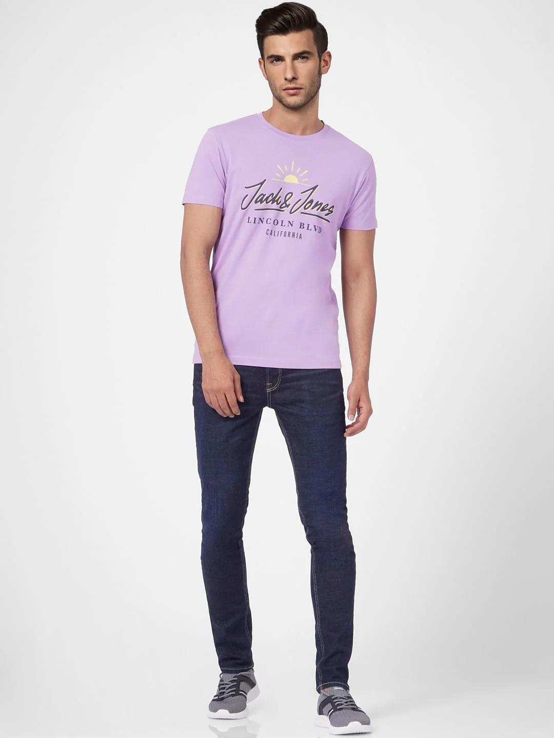 Purple Graphic Print Crew Neck T-shirt - Image 6