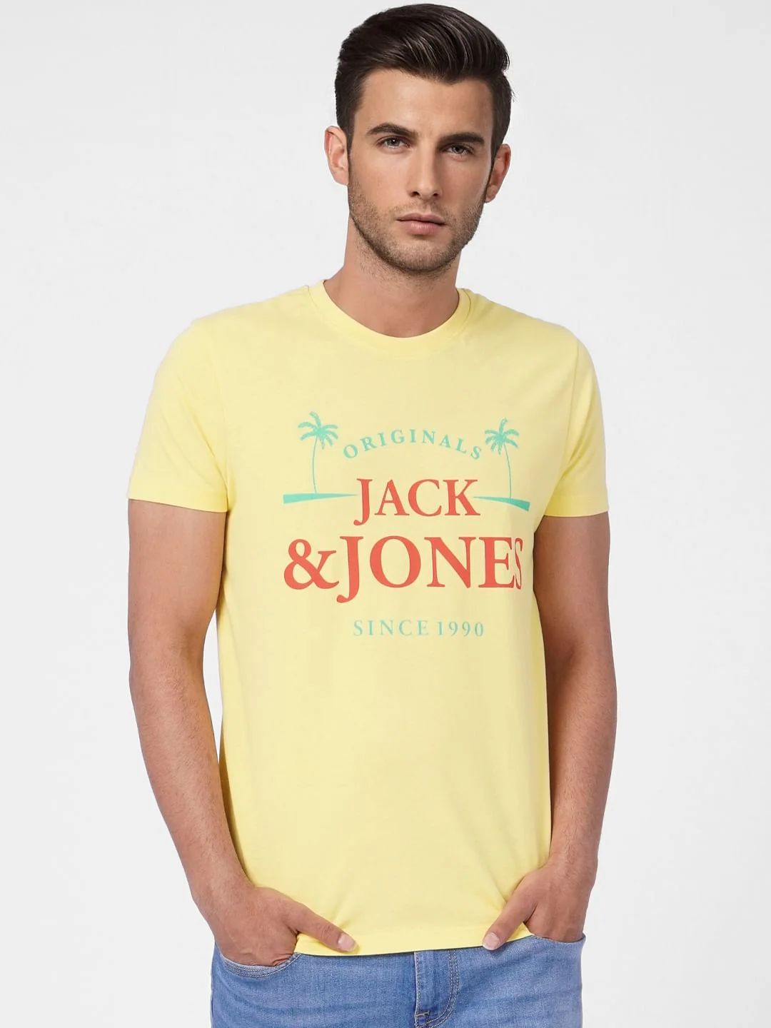 Yellow Graphic Print Crew Neck T-shirt - Image 2