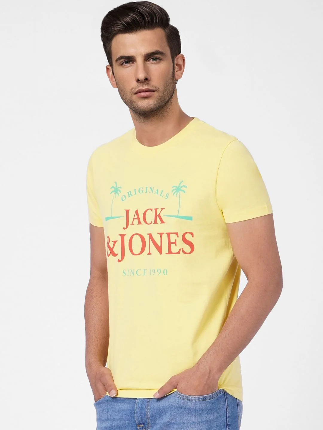 Yellow Graphic Print Crew Neck T-shirt - Image 3