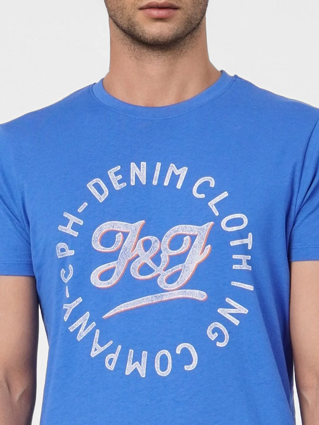 Blue Graphic Print Crew Neck T-shirt - Image 6