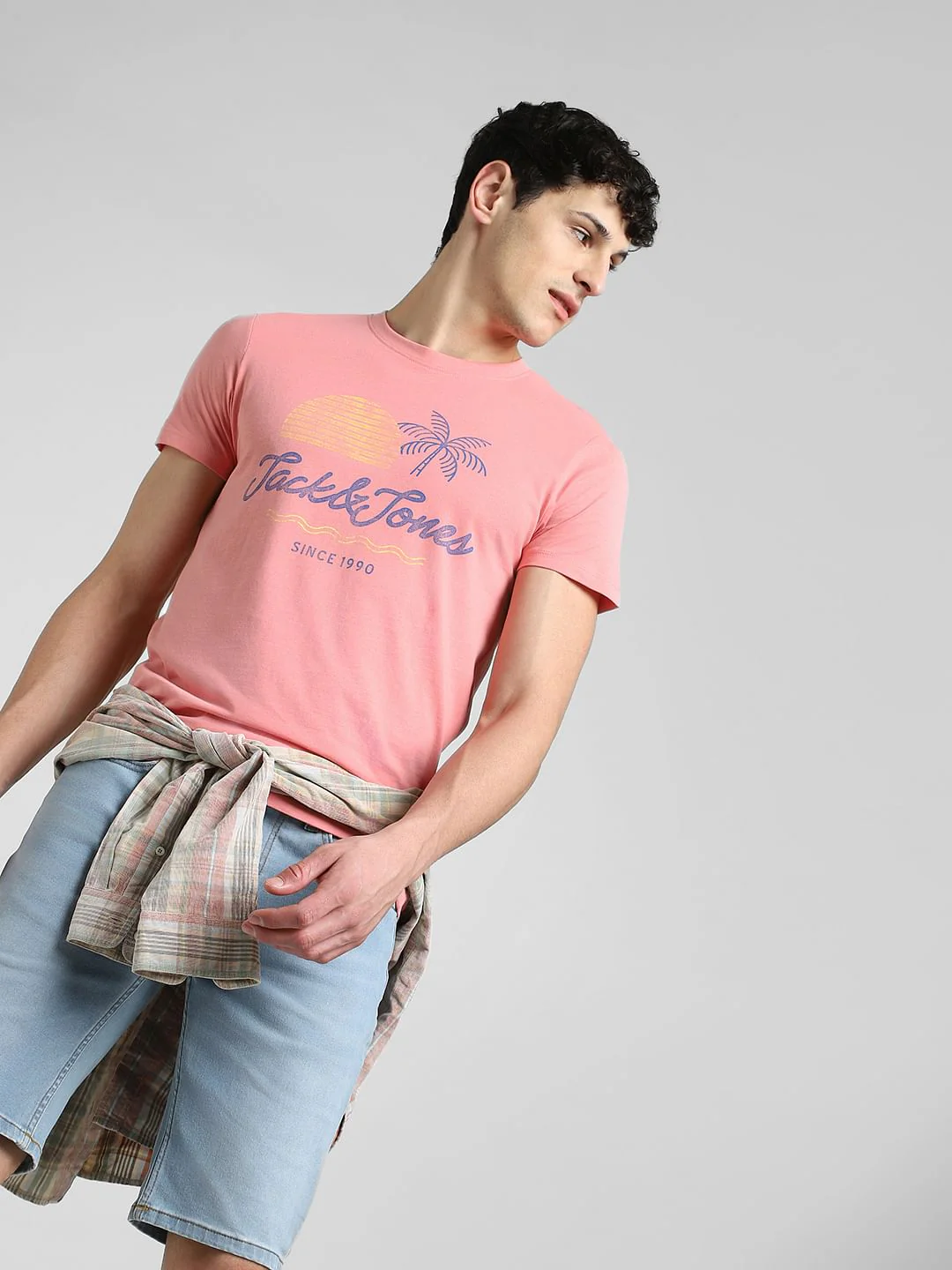 Pink Graphic Print Crew Neck T-shirt