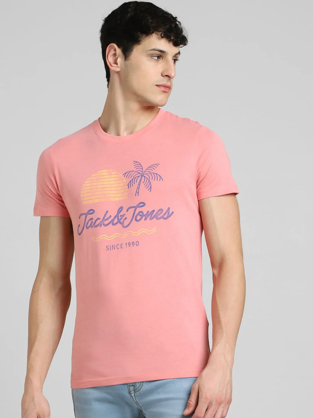 Pink Graphic Print Crew Neck T-shirt - Image 2