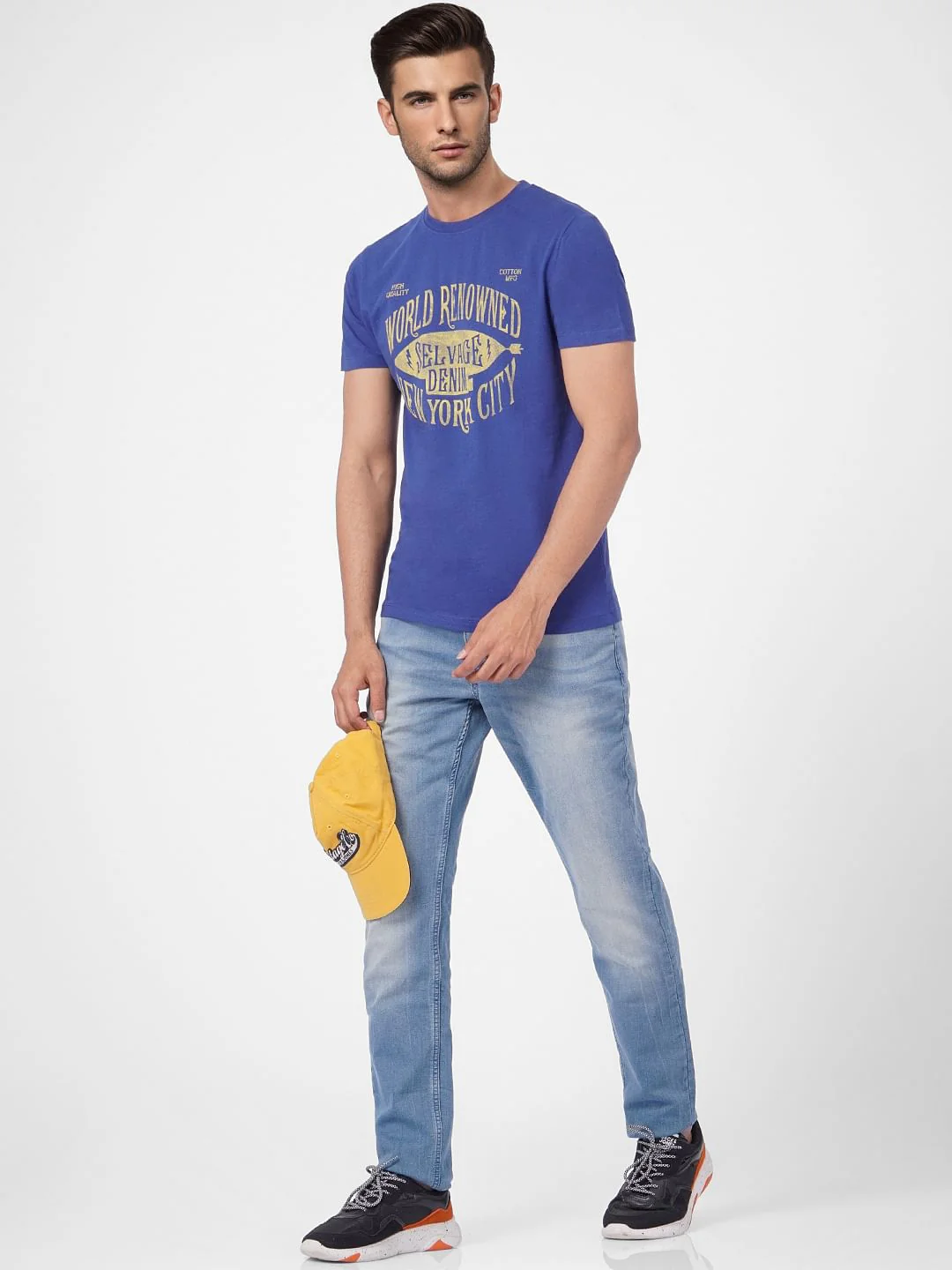 Blue Graphic Print Crew Neck T-shirt