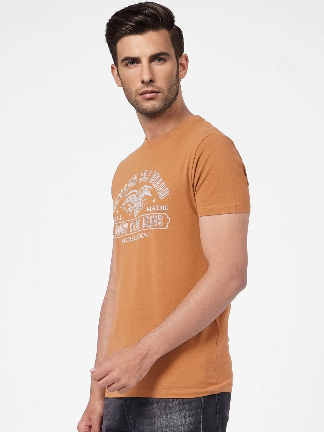 Brown Graphic Print Crew Neck T-shirt - Image 3