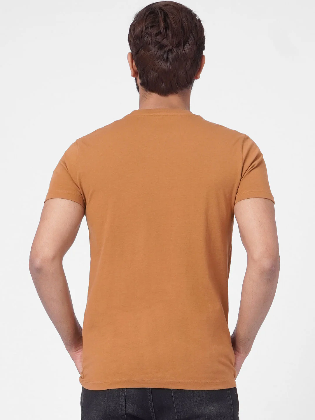Brown Graphic Print Crew Neck T-shirt - Image 4