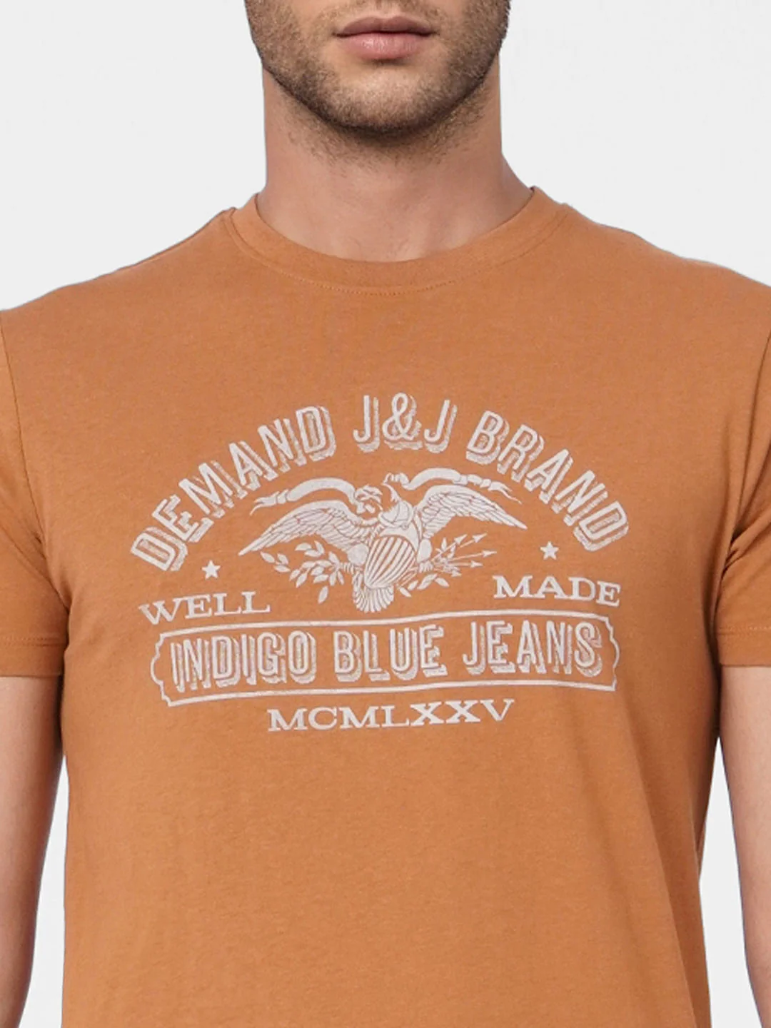 Brown Graphic Print Crew Neck T-shirt - Image 6