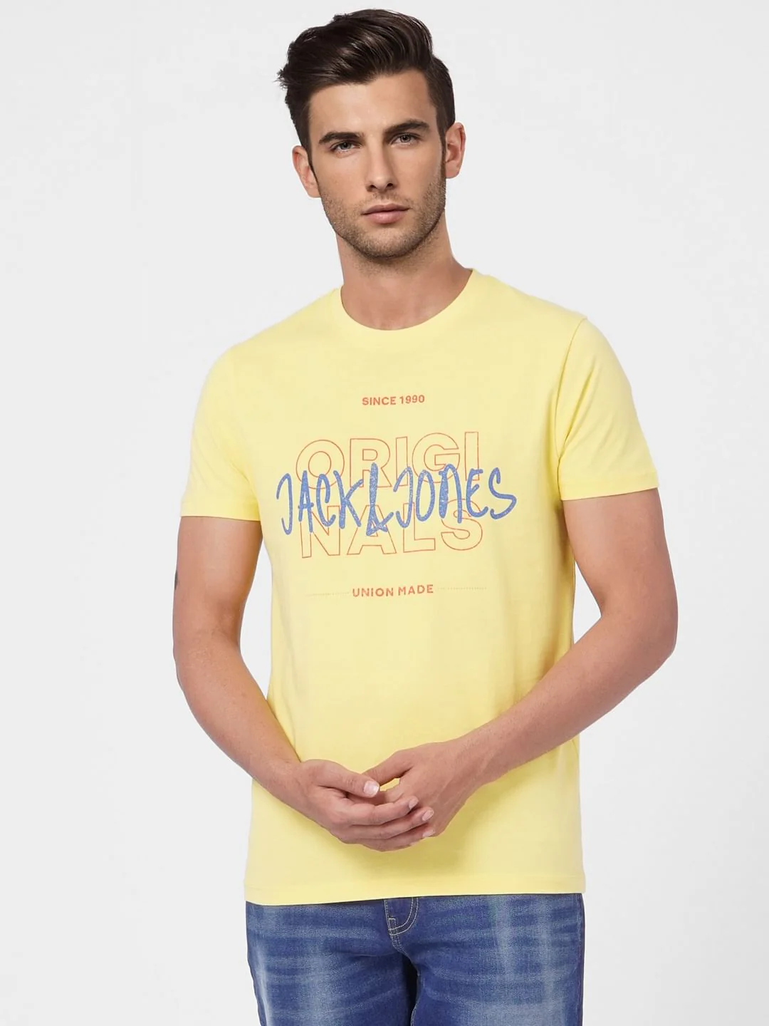 Yellow Logo Print Crew Neck T-shirt - Image 2