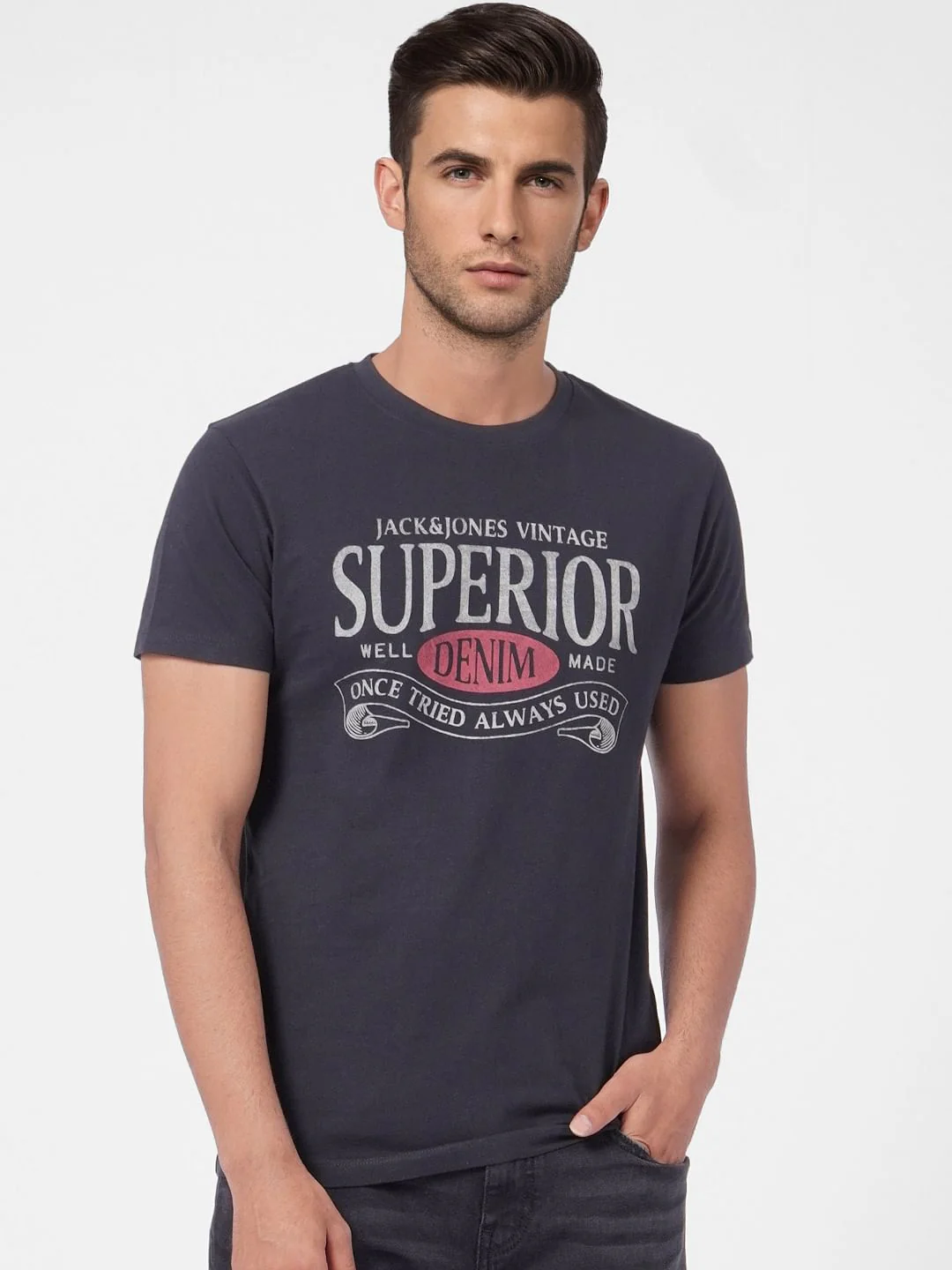 Black Graphic Print Crew Neck T-shirt - Image 2