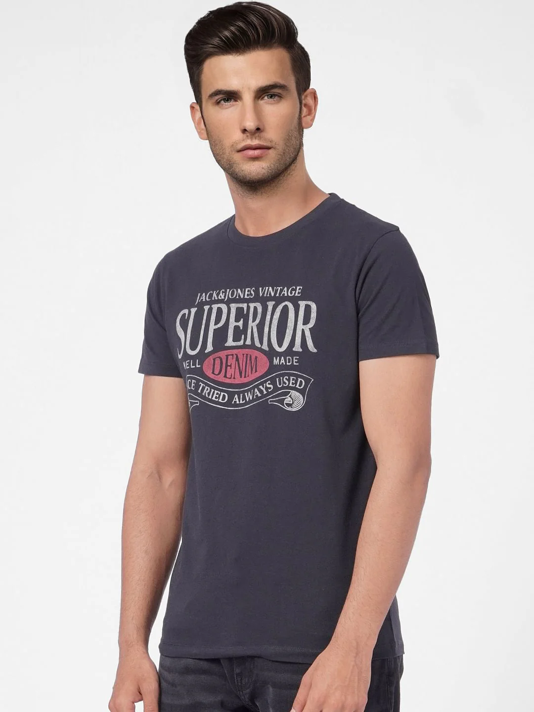 Black Graphic Print Crew Neck T-shirt - Image 3