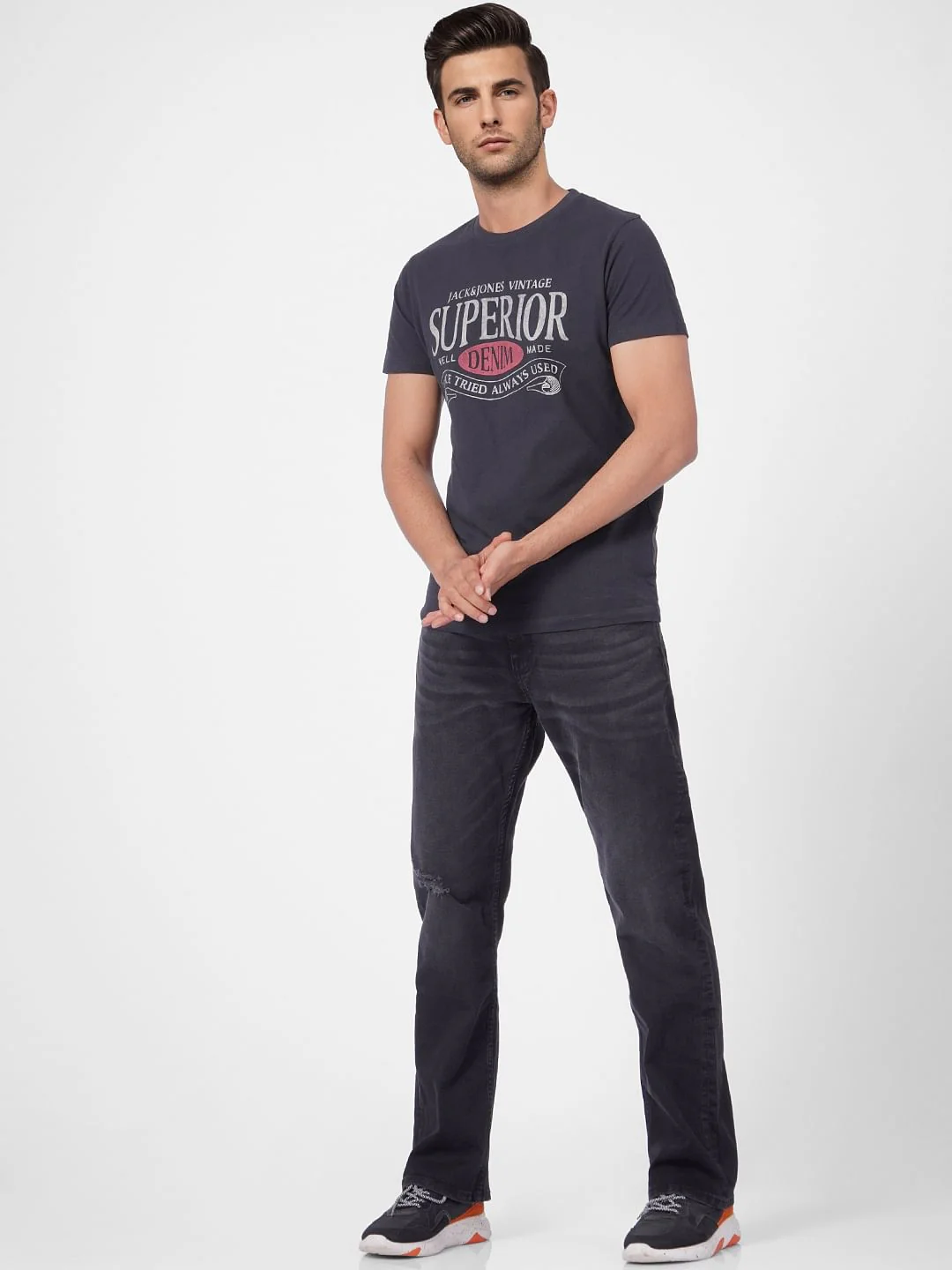 Black Graphic Print Crew Neck T-shirt - Image 5
