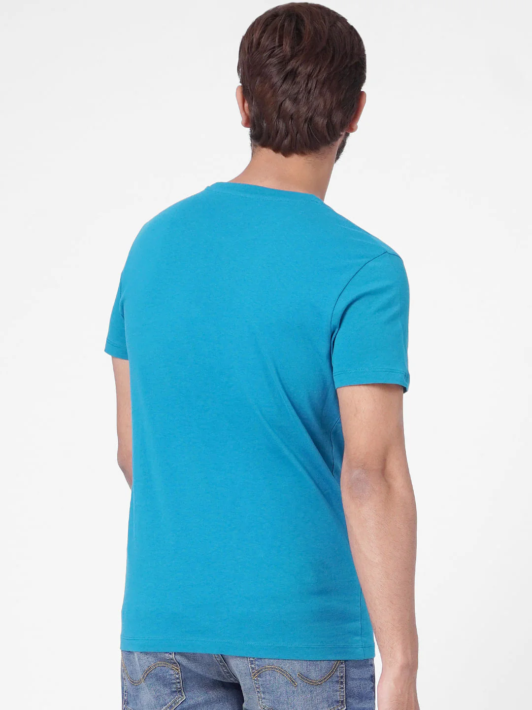 Blue Graphic Print Crew Neck T-shirt - Image 4