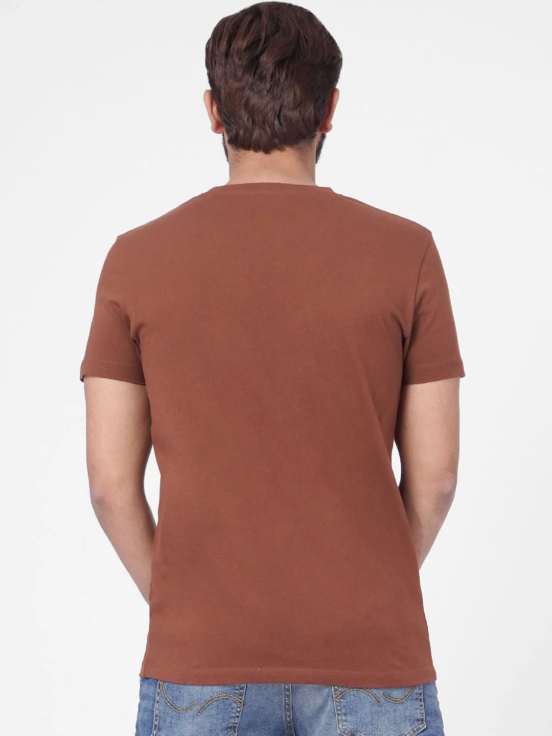 Brown Graphic Print Crew Neck T-shirt - Image 4